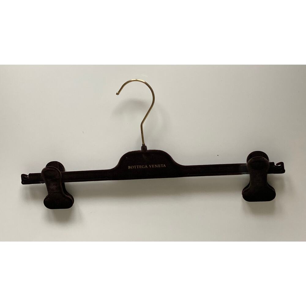 Bottega Veneta Brown Velvet 14.5" Clip Pants Hangers with Gold Hardware 14.5x3